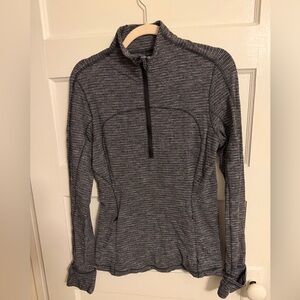 Lululemon Athletica Heathered Black Run Briskly Half Zip